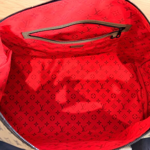 New Louis Vuitton Keepall Bandouliere 55 Khaki Green/Vermillion Red M23963 - Picture 14 of 16